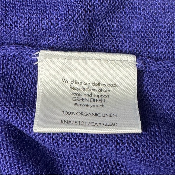 EILEEN FISHER 100% Organic Linen Tee Top Purple Blue Lightweight Summer Size PP - Picture 3 of 16